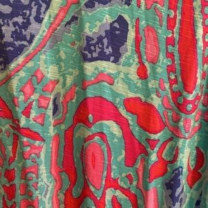 Tori Richard Honolulu V Neck Roll Sleeve Tie Waist MinDress Tropical XS